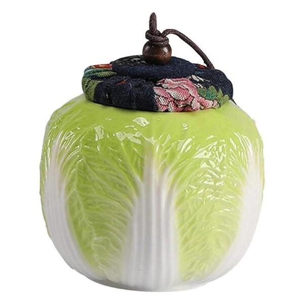 JOYBUY Ceramic Chinese Cabbage Tea Jar – Storage Canister with Lid