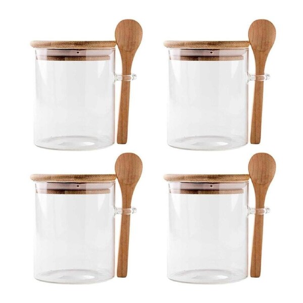 JOYBUY 4-Pack Overnight Oats Glass Jars – With Lids & Spoons for Breakfast Prep