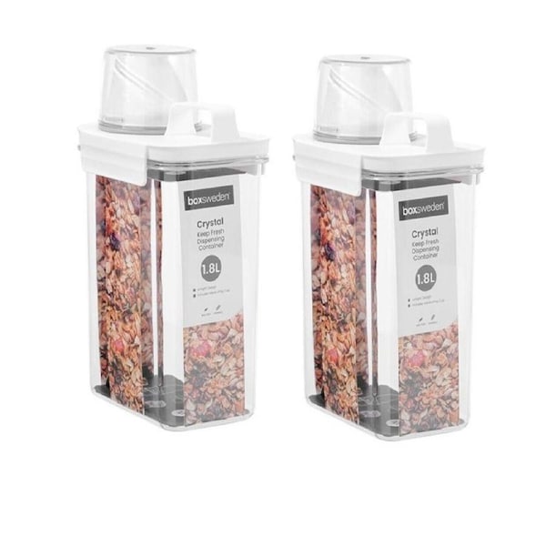 JOYBUY 2-Pack Crystal Keep Fresh Dispenser – 1.8L Measuring Container for Pantry Use