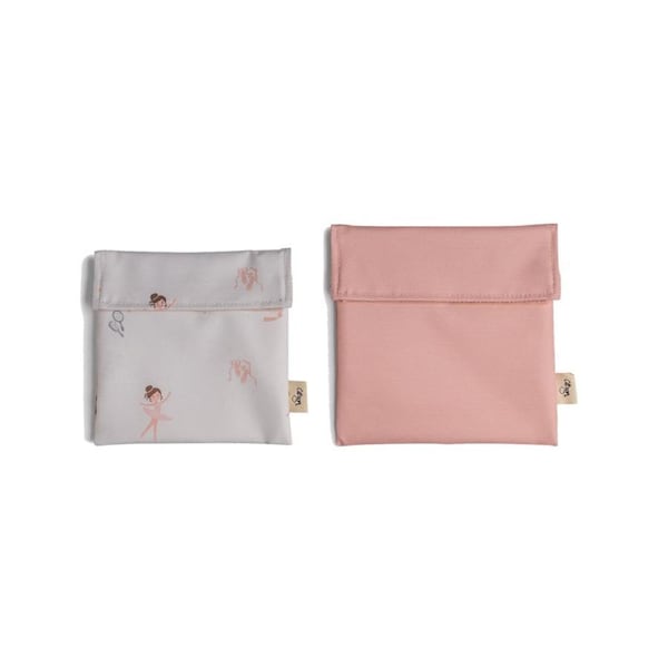 JOYBUY Set of 2 Reusable Sandwich Bags – Ballerina/Blush Pink Design