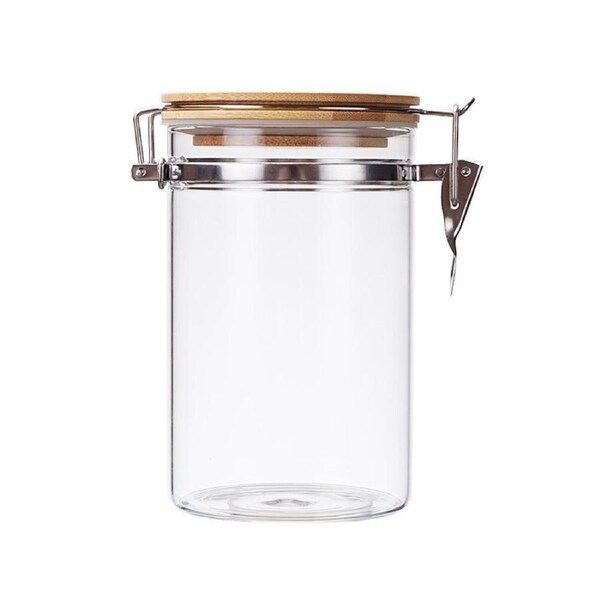 JOYBUY ONLINE 2x Glass Pinch Jar with Bamboo Lid – 100×180mm