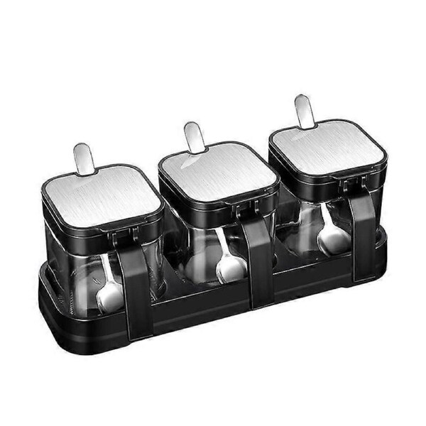 JOYBUY Glass Condiment Jars – With Stainless Steel Lids & Spoons (Salt, Sugar, Spice)