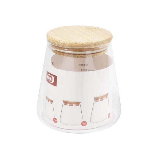 JOYBUY 550ml Glass Condiment Jar – Airtight Bamboo Lid Seasoning Container