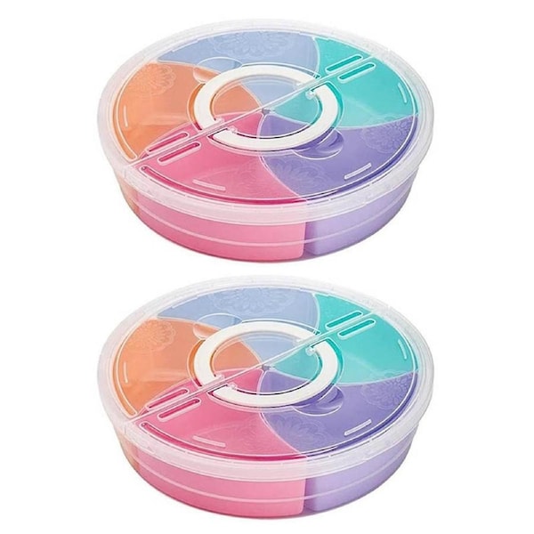 JOYBUY 2pc Multi-Function Snack Tray Set with Lids – Nuts, Candy, Fruit Organizer