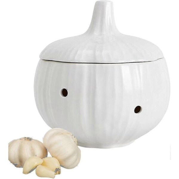 JOYBUY Ceramic Garlic Keeper – Jar with Lid for Garlic Storage