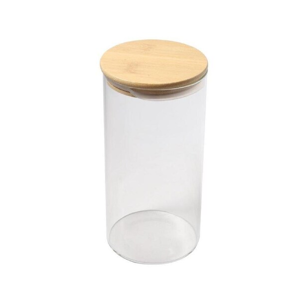 JOYBUY 1300ml Airtight Glass Condiment Jar with Bamboo Lid