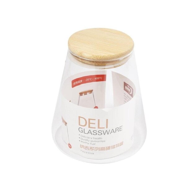 JOYBUY 950ml Airtight Glass Condiment Jar with Bamboo Lid