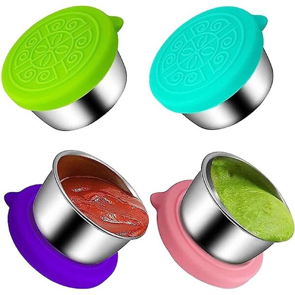 JOYBUY 4-Pack Stainless Steel Sauce Containers with Lids – Salad Dressing To Go