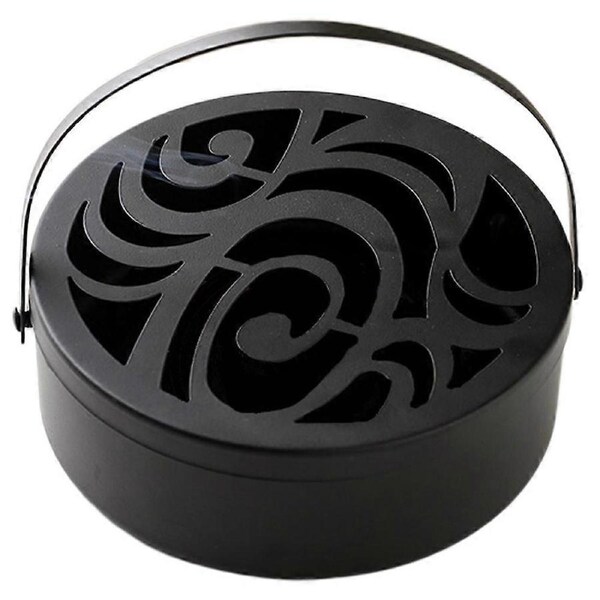 JOYBUY Black Iron Mosquito Coil Holder with Lid – Auspicious Clouds Design