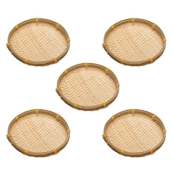 JOYBUY 5pcs Bamboo Weaving Baskets - Handmade Home Storage & Sieves Set