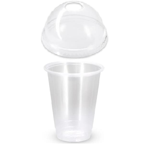 JOYBUY 50pcs 15oz Clear PP Drinking Cups with Dome Lid - Disposable Beverage Cups