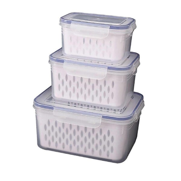 JOYBUY 3pcs Fruit & Vegetable Storage Containers - BPA-Free, Large Capacity, Easy Clean with Lid