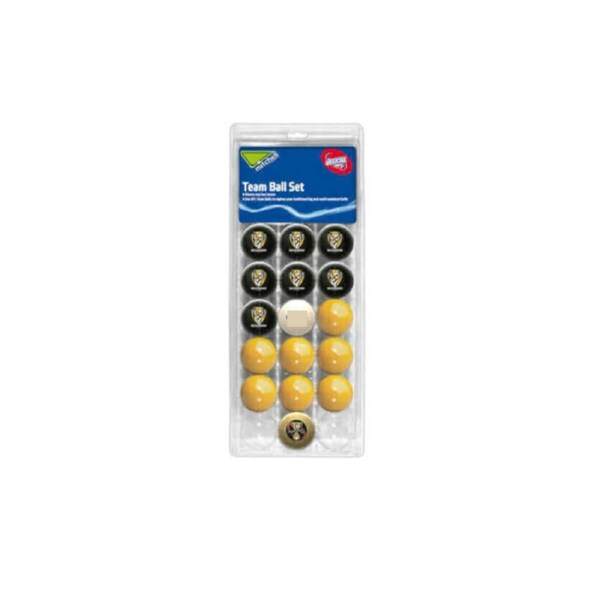 AFL Pool Snooker Billiard 16 Ball Full Set - Team V Colour - Richmond Tigers