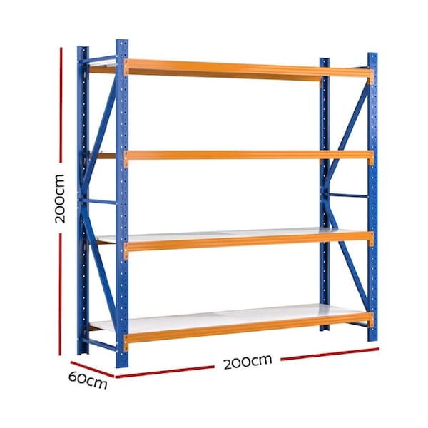 Giantz Garage Shelving 2M 2.4M Warehouse Rack Pallet Racking Storage shelves 200*200*60cm-Orange & Blue