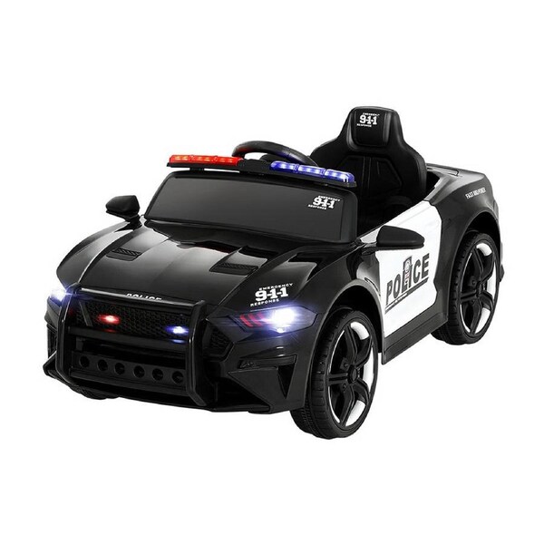 Rigo Kids Police Ride On Car Electric Patrol Cars Battery Powered Remote Control Black