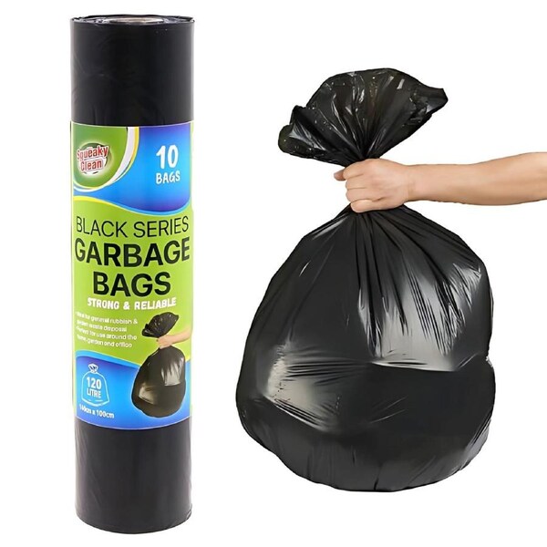 Black Garbage Bags 120L (Pack of 10)