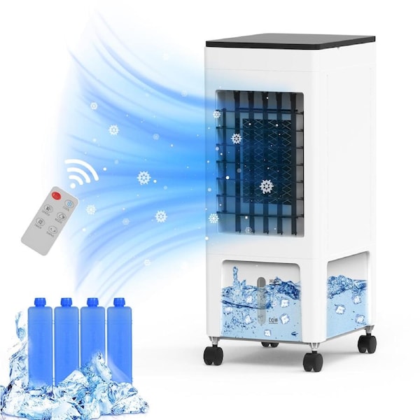 ADVWIN Evaporative Air Cooler, 3 in 1 Portable Air Cooler Fan with 8L Water Tank, 4 Ice Crystal Box, 3 Speed for Bedroom Home Office