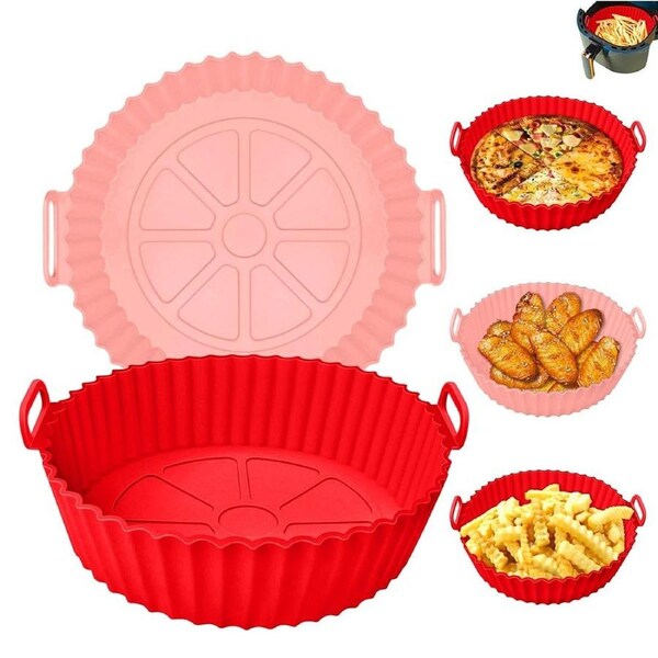 JOYBUY 2Pcs Air Fryer Silicone Pot Air Fryer Basket Liner Non-Stick Reusable Baking Mat