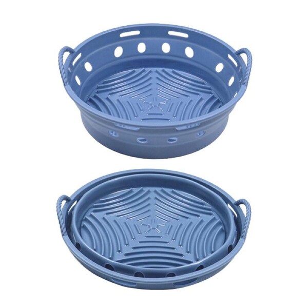 JOYBUY Round Foldable Air Fryer Silicone Pot Reusable Air Fryer Basket Oven Baking Tray Pan Air Fryer Liner