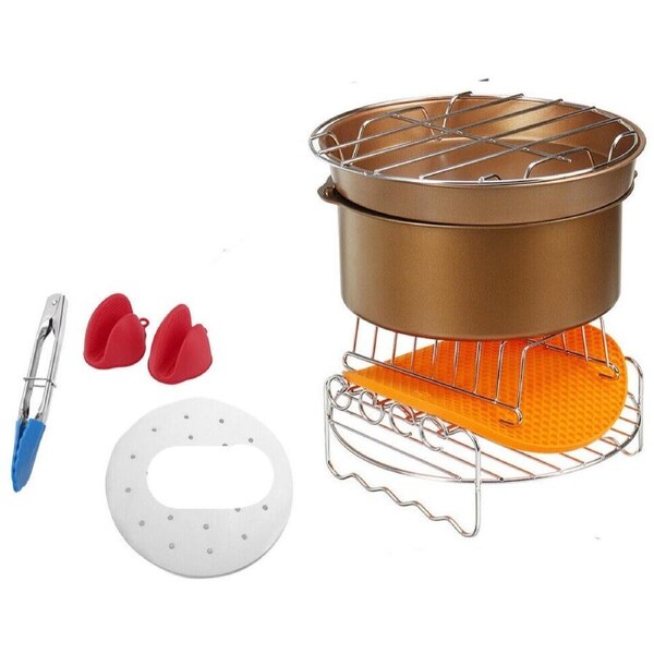 JOYBUY 14Pcs 8" Air Fryer Accessories Cake Frying Dish Baking Pan Pizza Tray Pot Rack