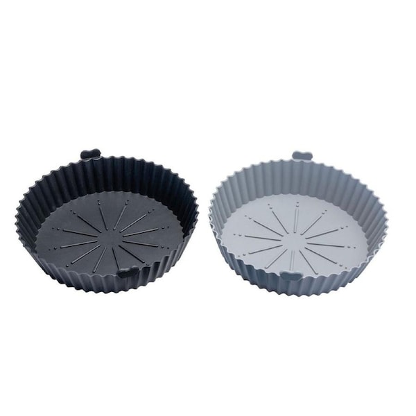 JOYBUY 2pc Cuisena Air Fryer Reusable Silicone Square Basket Black and Grey 21cm