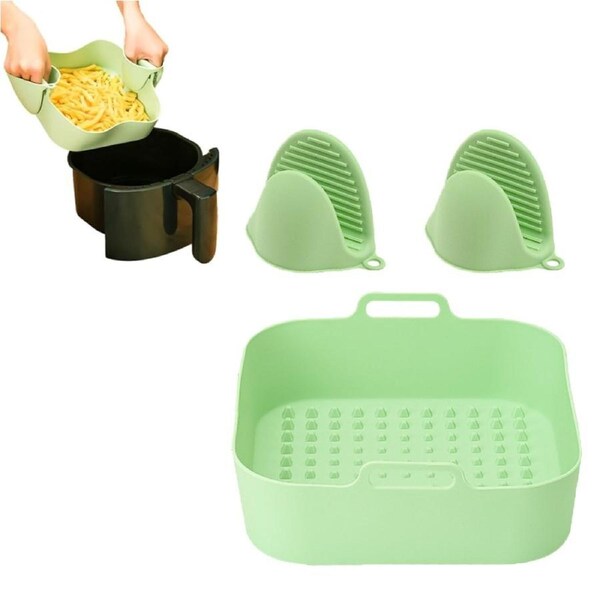 JOYBUY Air Fryer Silicone Liners Reusable Square Fryer Basket Oven Accessories with Mini Silicone Gloves