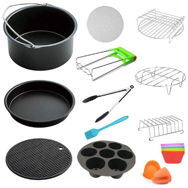 JOYBUY 8 in Air Fryer Accessories Frying Cage Dish Baking Pan Rack Pizza Tray Pot