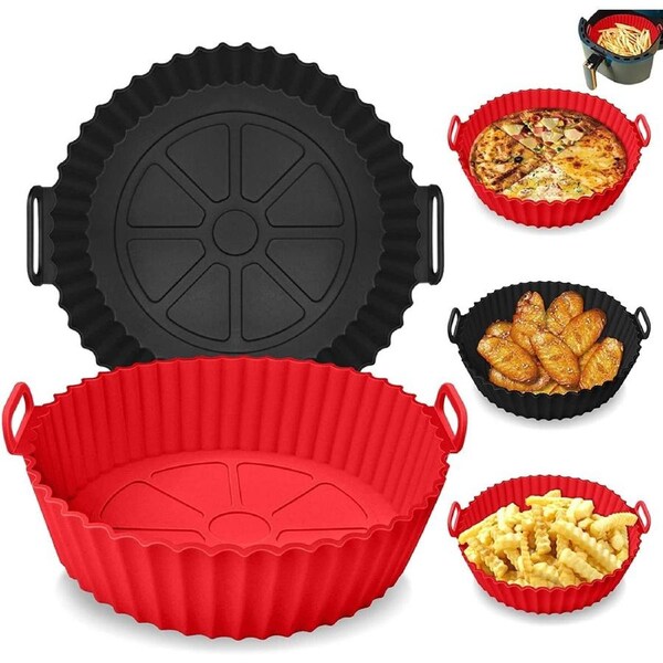 JOYBUY Air Fryer Silicone Liners, 2Pcs Food Safe Non Stick, Reusable, Fits 5.3QT+ Air Fryer