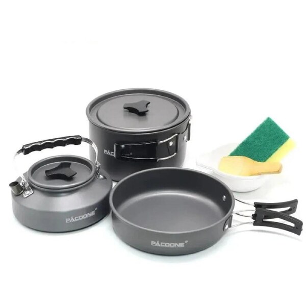 JOYBUY Portable Camping Cookware Set Outdoor Tableware Kit Black