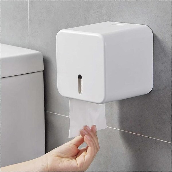 JOYBUY Toilet Roll Holder, Wall Mounted Toilet Roll Holder Waterproof / Dustproof Paper Roll Holder And Dispenser - For Bathroom / Toilet (White)