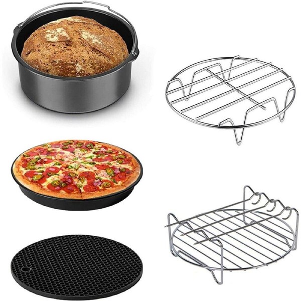 JOYBUY Air Fryer Accessories - 7 Inch, Set of 5, XL Kit for 3.2QT-4.2QT Electric Air Fryer with Non-stick Coating for Gowise, Phillips, Cozyna, Ninja, Dishwasher Safe, Universal