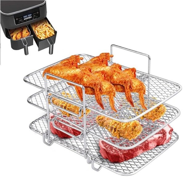 JOYBUY Multi-layered Stainless Steel Air Fryer Rack Compatible with Ninja DZ201 DZ401