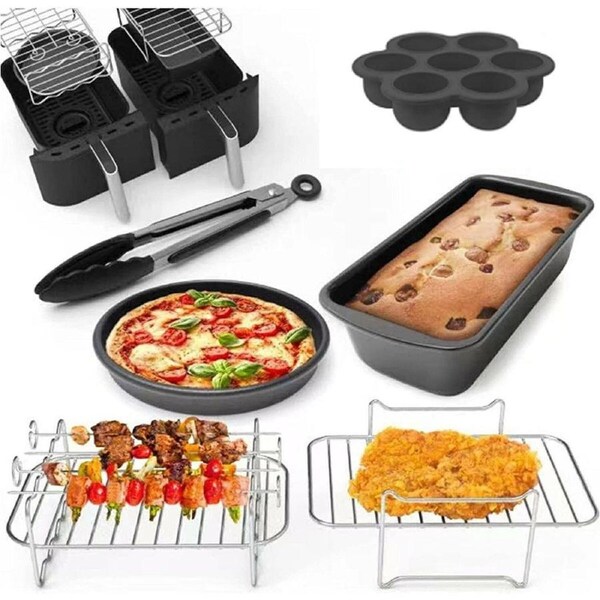 JOYBUY Air Fryer Rack for Double Basket Air Fryers, 304 Stainless Steel Multi-Layer Rack,Compatible with Ninja Foodi DZ201/401