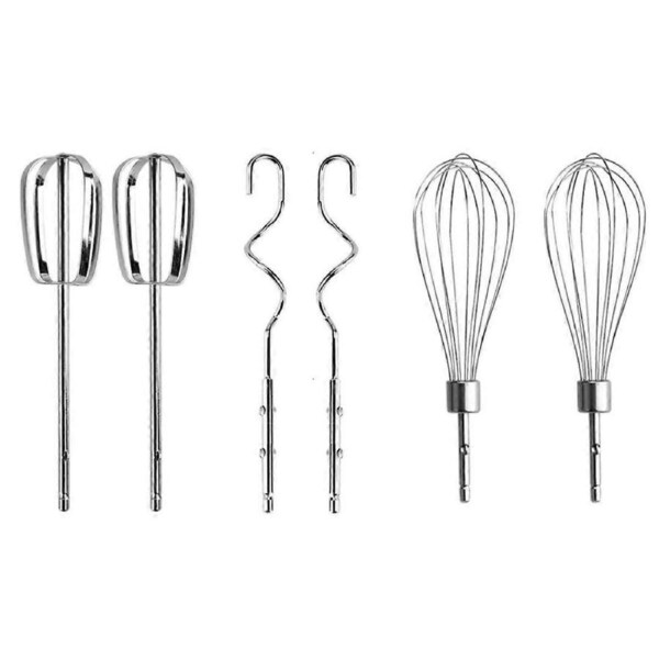 JOYBUY Stainless Steel Hand Mixer Accessories Set of 6 for Kitchen Baking (2 Wired Beaters,2 Whisks and 2 Dough Hooks)