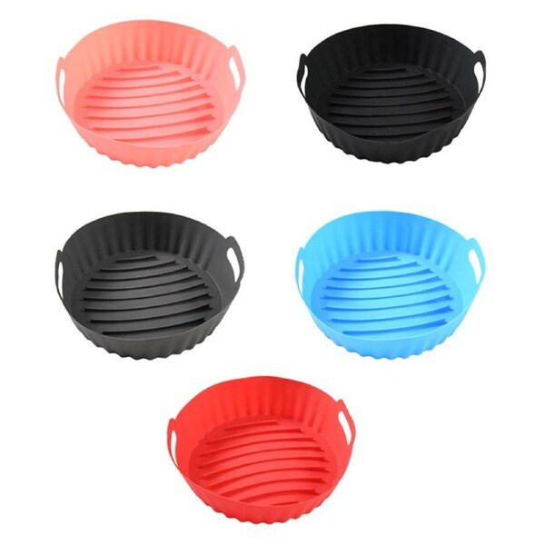 JOYBUY 5Pcs Air Fryer Silicone Pot Round Air Fried Pot Silicone Baking Plate Pad