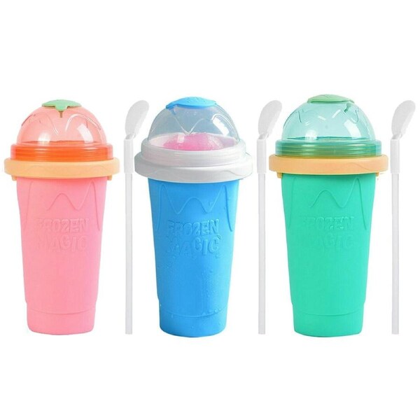 JOYBUY Slushie Maker Cup Quick Freeze Magic Squeeze Cup BLUE+GREEN+PINK