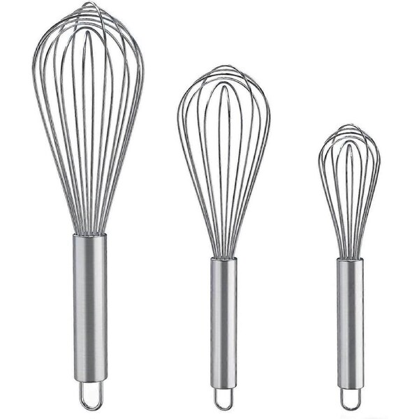 JOYBUY Whisks for Cooking, 3 Pack Stainless Steel Whisk for Blending, Whisking, Beating and Stirring, Enhanced Version Balloon Wire Whisk Set, 8"+10"+12"