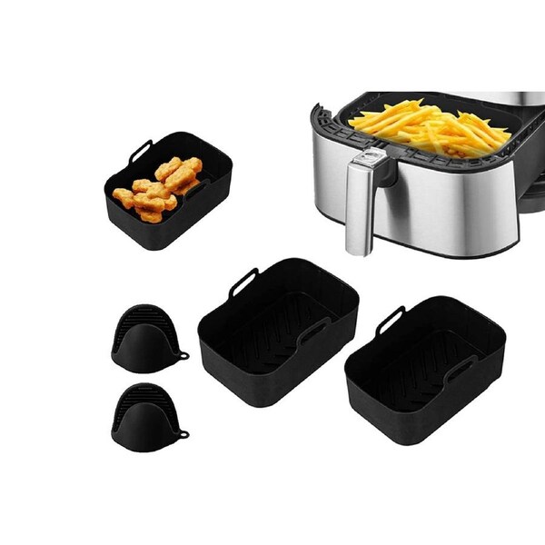 JOYBUY 4Pcs Air Fryer Basket Reusable Silicone Pot for Home Kitchen Party Decor-Black
