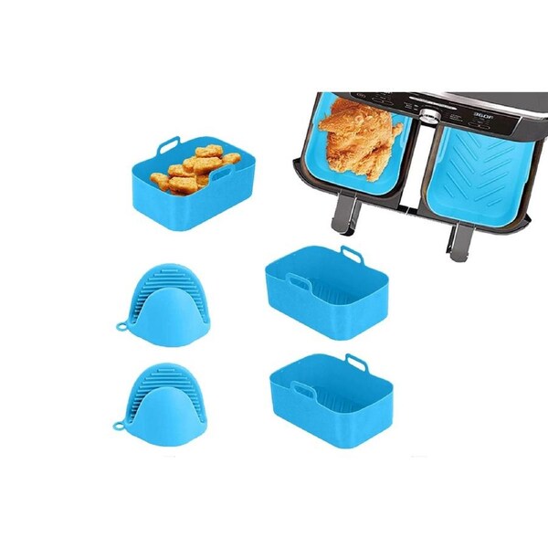 JOYBUY 4Pcs Air Fryer Basket Reusable Silicone Pot for Home Kitchen Party Decor-Blue