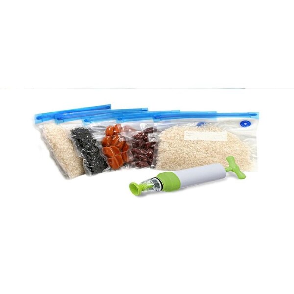 JOYBUY 10 pieces reusable food vacuum sealer bag with manual pump