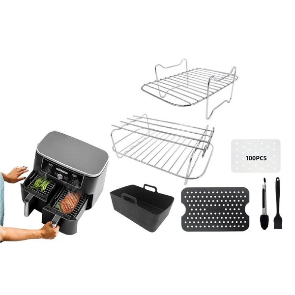 JOYBUY Air Fryer Rack Set Dual Basket Air Fryer Accessories for Ninja Double Basket Air Fryer DZ201 DZ401-Style 2