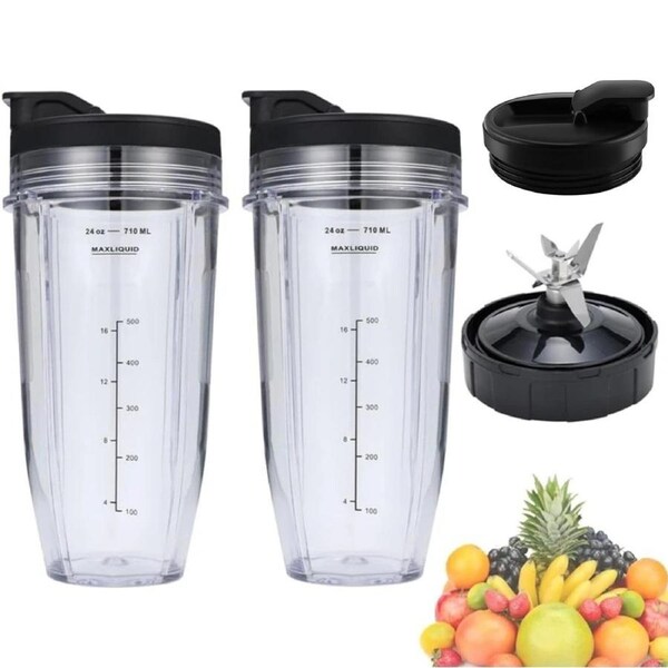 JOYBUY 2Pcs 710ml Ninja Cup Set 7 Fin Extractor Blade Replacement For Nutri Ninja Blender Cup