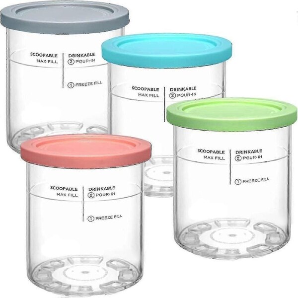 JOYBUY For Ninja Creami Deluxe Pints And Lids, 4pcs Replacement Pints And Lids Compatible With Ninja Nc501 Nc500 Series Ice Cream Maker