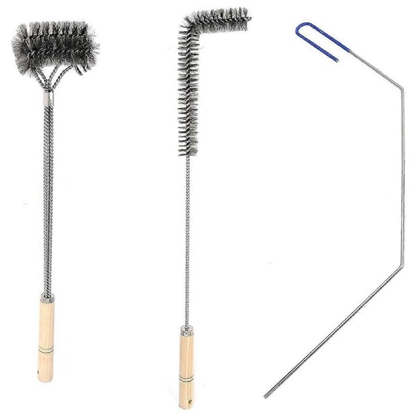 JOYBUY 3 Pcs Fryer Cleaning Tools L Shaped Stainless Steel Bristles Fryer Deep Cleaning Brush Rod for Restaurant Air Fryer