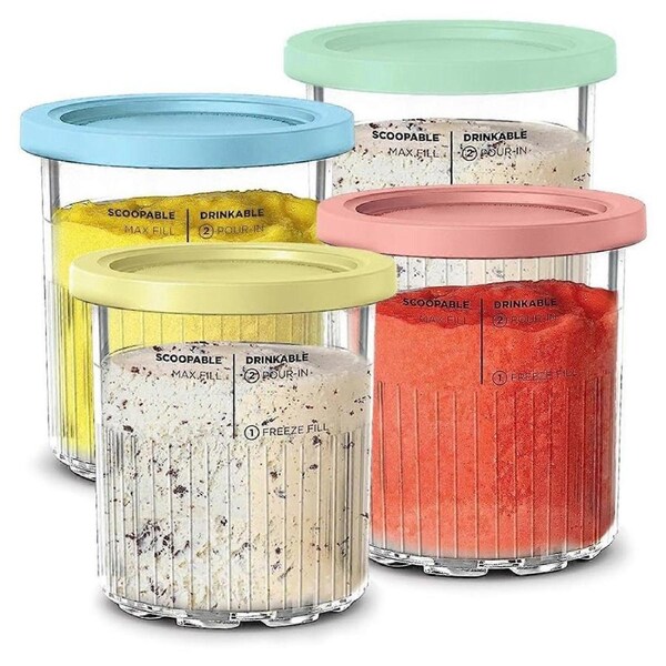 JOYBUY Replacement for Ninja Creami Deluxe Pints and Lids 4 Pack,Compatible with Ninja Creami 11-in-1 NC501 NC500 Series Deluxe Ice Cream Maker,24oz Deluxe X