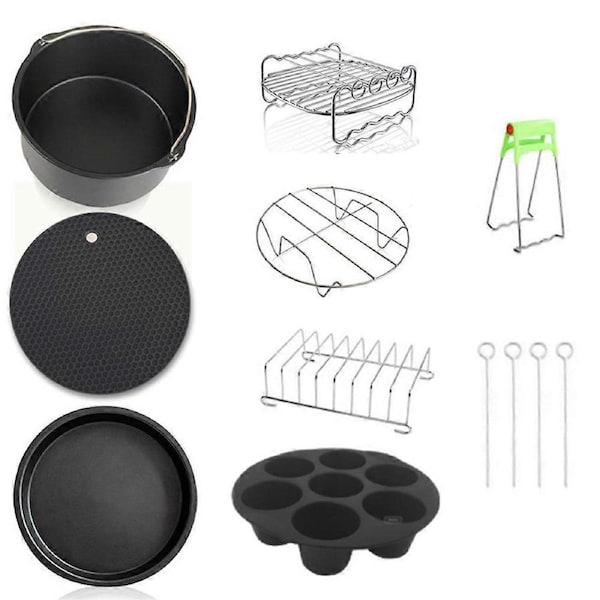 JOYBUY 8pcs Carbon Steel Fine Quality Air Fryer Accessories Kit Professional Home Kitchen Cooking Tools Set