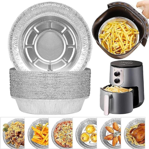 JOYBUY 10pcs Air Fryer Liner Round Aluminium Foil Trays Containers Aluminum Foil Tin Box