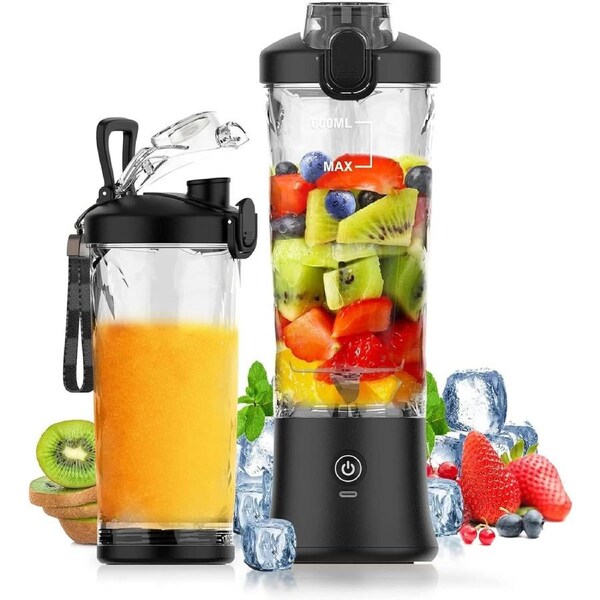 JOYBUY 4000mAh Portable Juicer Cup 600ML 10-Leaf Blade Powerful Motor Mini Blender for Shakes Smoothis Blender Mixer Cup Outdoor