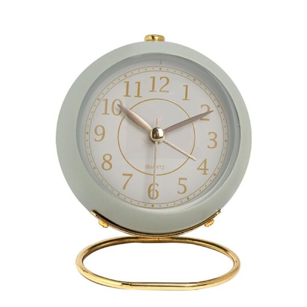 Catzon Retro Alarm Clocks Silent Non-Ticking with Light for Bedroom Travel-Light Green