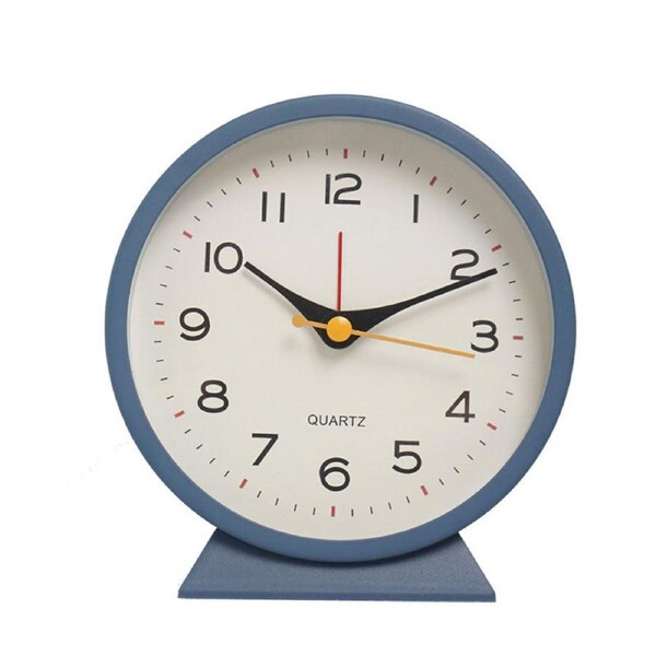 Catzon Analog Alarm Clock with Light Slient Battery Operated for Bedroom-Blue